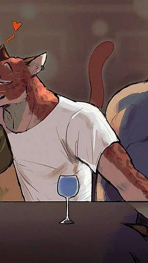 Follow up with the cat and bull sneaking off to the bathroom (artist: KOBITOWANI)