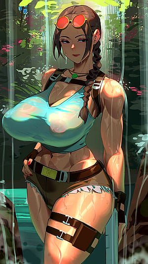 Lara Croft's Wet Shirt Adventure | CloudyRain4 Tomb Raider Fan Art