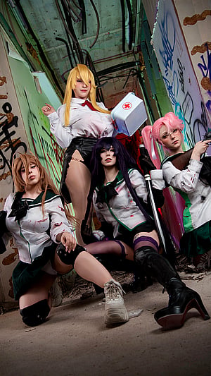 Highschool of the Dead cosplay goals with MeiMoe, AliceKyo, Fushigi & Kerocchi