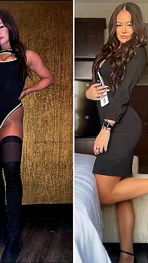 Sexy Flight Attendant Teases Uniform On/Off