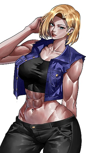 Android 18 by EroTamaX - Dragon Ball 2D Muscle Babe Tease