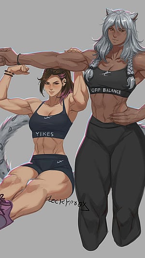 Park Seulgi and Ailis Greenstride by @Leekypooart - Muscle Girl Art