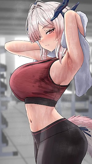 Mi Fu from Arknights: Endfield Looking All Swole and Sweaty