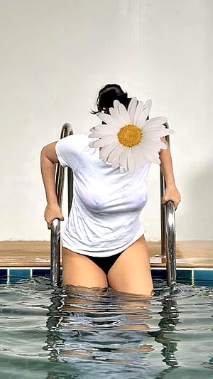 Braless Pool Tease Alert