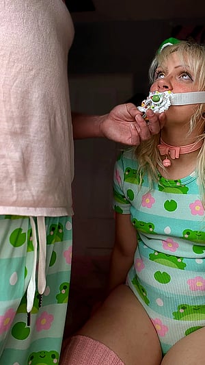 Little one you wouldn't stop yapping so this paci won't be coming out, and your diaper won't be coming off until it's full...