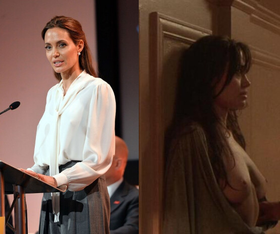 Angelina Jolie's Taking Lives Moment: Speech to Topless Tease picture 1 of 1