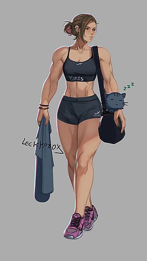 Sweat Session: 2D Muscle Babe Gym Time