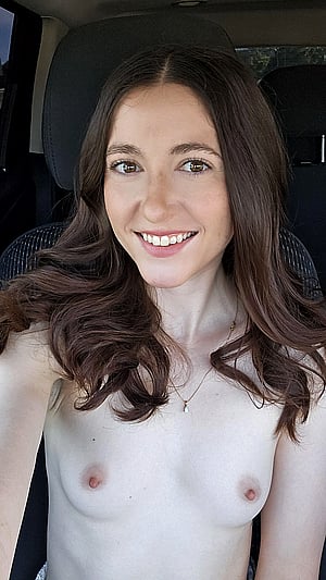 Cutie_Kat123 Goes Topless on the Road