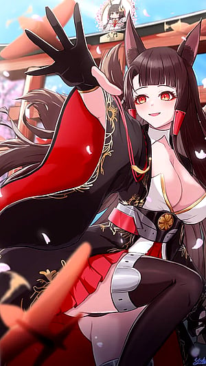 Akagi looking beautiful and happy, Nagato is in the background (143rd Akagi post since her birthday)