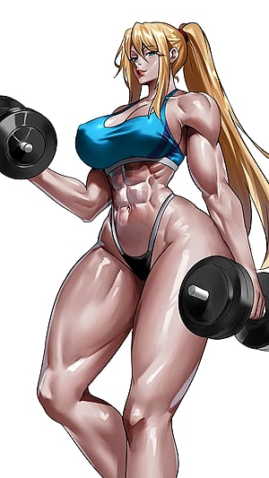 Samus Aran Flexing Serious Gains in 2D Art