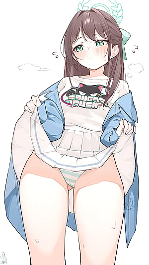 Airi lifts her skirt and gives a naughty peek (Uiharu)