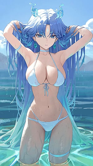 Qingxiao's swimsuit slay is too good