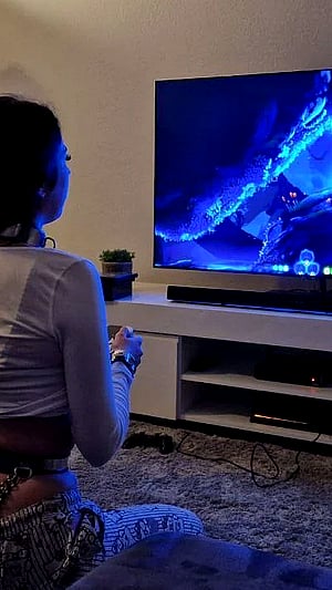 Game on: She's Locked and Teasing Like a Pro