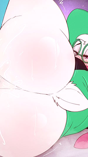 [Kris,Ralsei] Giving Kris bedroom eyes while they go at it (pony_dreaming)