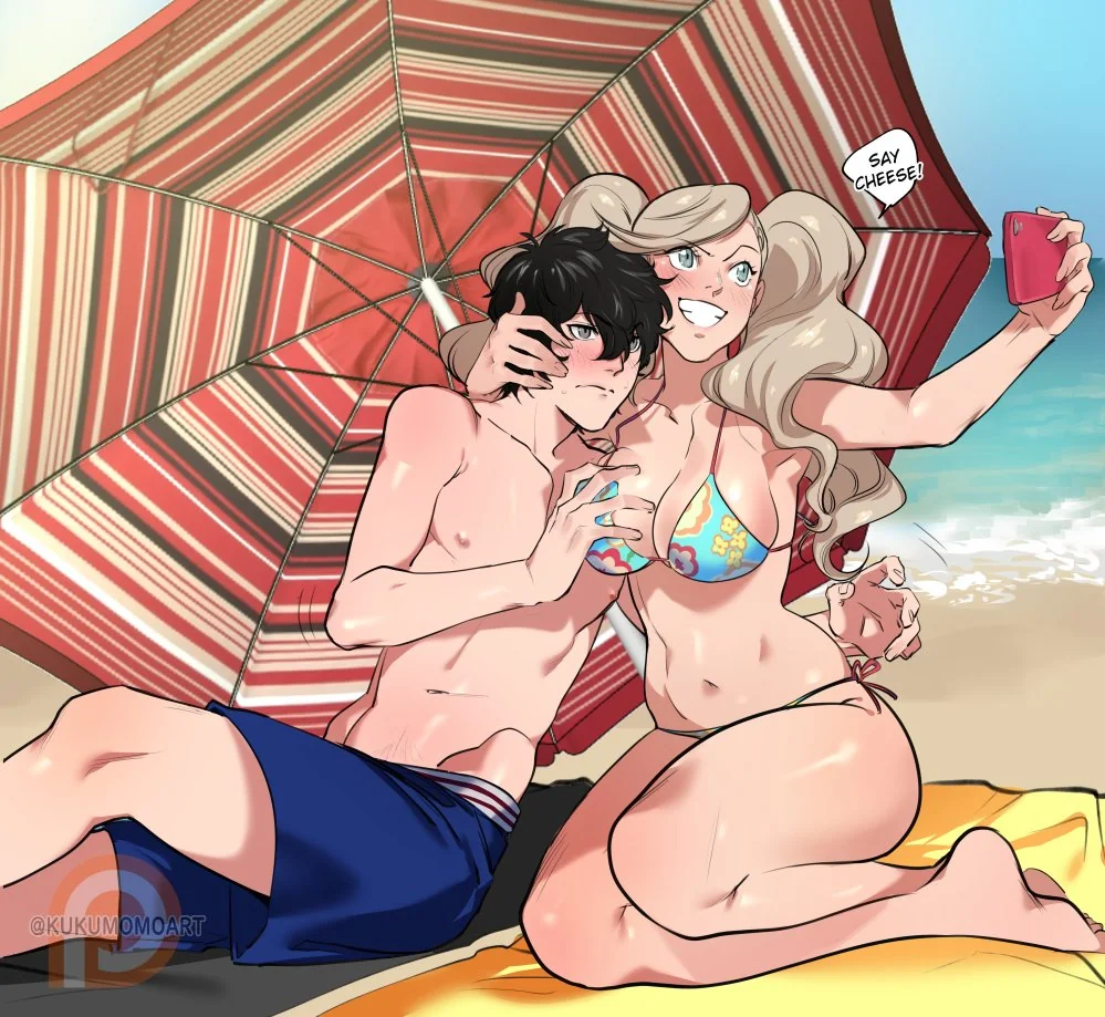 Ann's feeling and getting extra thick so she invited Joker to the beach to let him feel her up picture 1 of 1