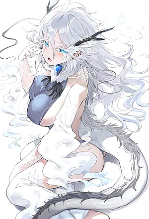 silver hair blue eyes dragon [original]'